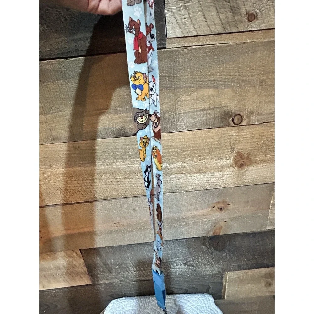 Disney Parks Dogs and Cats Reversible Light‎ Blue Pin Lanyard NEW